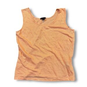 Lafayette 148 New York Linen Tank Top Sleeveless‎ Knit Peach Womens Size Small